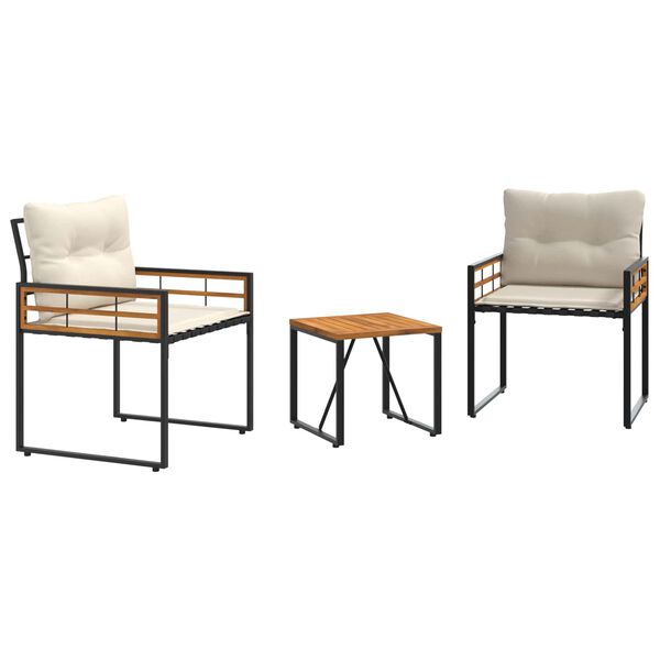 vidaXL Ensemble de meubles d'extérieur avec coussin 3 pcs Crème