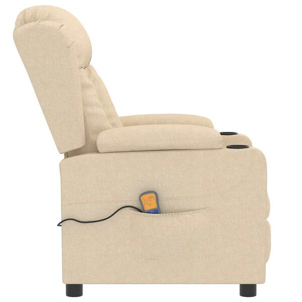 vidaXL Fauteuil de massage Cr&egrave;me Tissu