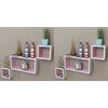 vidaXL &Eacute;tag&egrave;res murales Forme de cube 6 pcs Blanc et rose