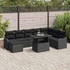 vidaXL Ensemble de canap&eacute; de jardin avec coussin 9 pcs Noir Poly rotin