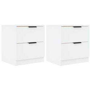 vidaXL Tables de chevet 2 pcs Blanc Bois d'ing&eacute;nierie