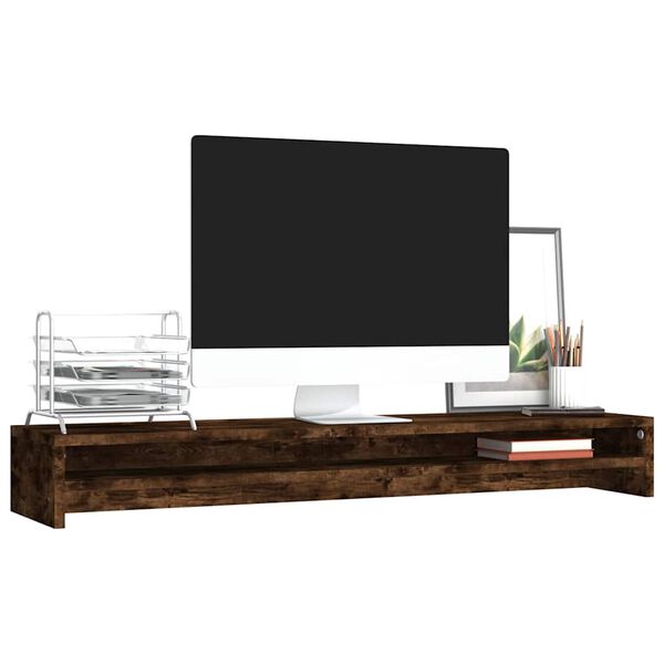 vidaXL Support de moniteur Chêne fumé 100x24x13 cm Bois d'ingénierie