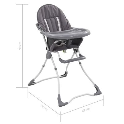 vidaXL Chaise haute pour bébé Gris et blanc