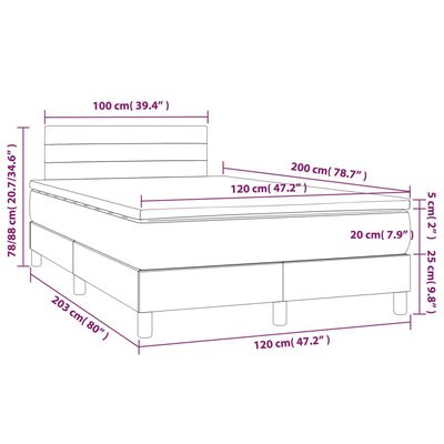 vidaXL Sommier à lattes de lit avec matelas Noir 120x200 cm Tissu