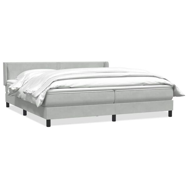 vidaXL Sommier &agrave; lattes de lit et matelas gris clair 180x210cm velours