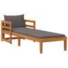 vidaXL Chaise longue avec coussins gris fonc&eacute; Bois d'acacia solide