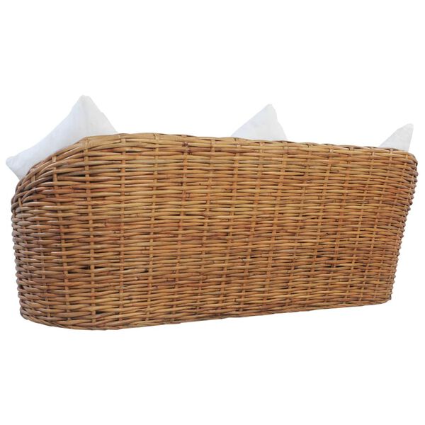vidaXL Canap&eacute; &agrave; 3 places avec coussins Rotin naturel
