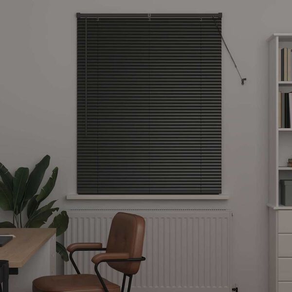 vidaXL Store de Fenêtre avec des rideaux Noir Aluminium