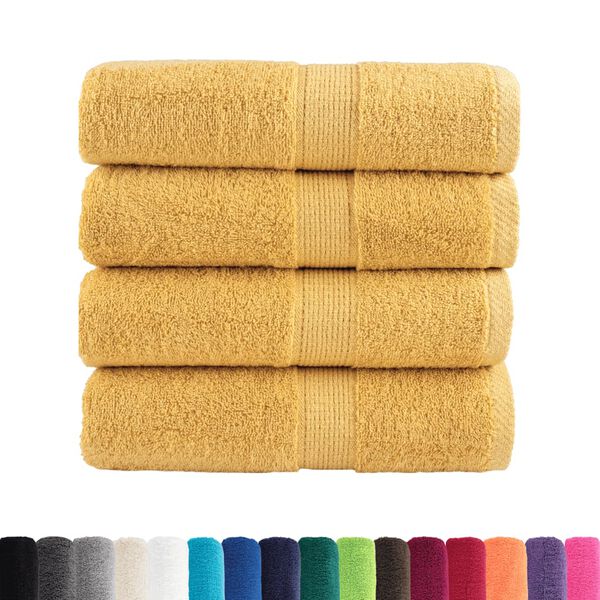 vidaXL Serviettes de toilette premium SOLUND 4 pi&egrave;ces Or 30 x 30 cm 600 g/m&sup2;