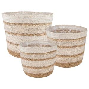 vidaXL 3 pc Naturel, Blanc et Beige &Oslash;26 x 19 cm 100 % Herbe de mer