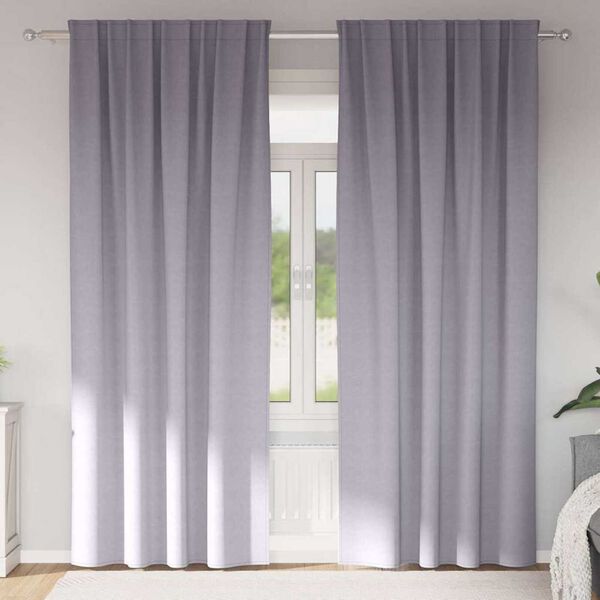 vidaXL Rideaux occultants avec anneaux 2 pcs Gris m&eacute;tal 245 x 140 cm