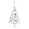 vidaXL Arbre de No&euml;l artificiel pr&eacute;-&eacute;clair&eacute; et boules blanc 150 cm PVC