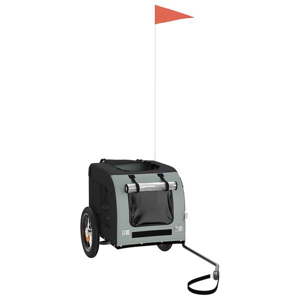 vidaXL Remorque de vélo pour animaux de compagnie gris et noir