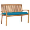 vidaXL Banc de jardin empilable et coussin 128,5cm Bois de teck massif