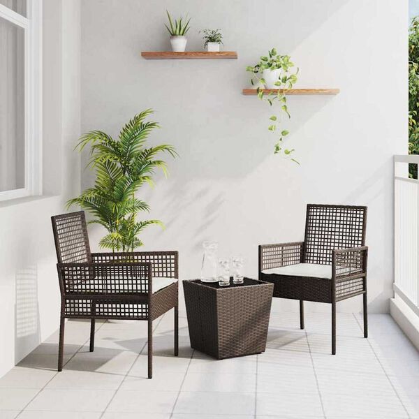 vidaXL Ensemble bistro de jardin 3 pcs Marron polyrotin