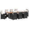 vidaXL Ensemble de repas ext&eacute;rieur 9 pc Noir et blanc cr&egrave;me polyrotin