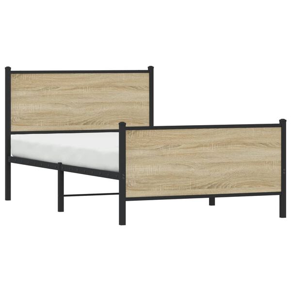 vidaXL Cadre de lit en métal sans matelas chêne sonoma 100x190 cm