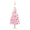 vidaXL Arbre de No&euml;l artificiel pr&eacute;-&eacute;clair&eacute; et boules rose 210 cm PVC