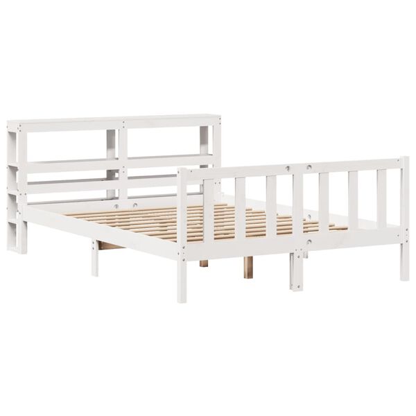 vidaXL Cadre de lit sans matelas blanc 140x190 cm bois de pin massif