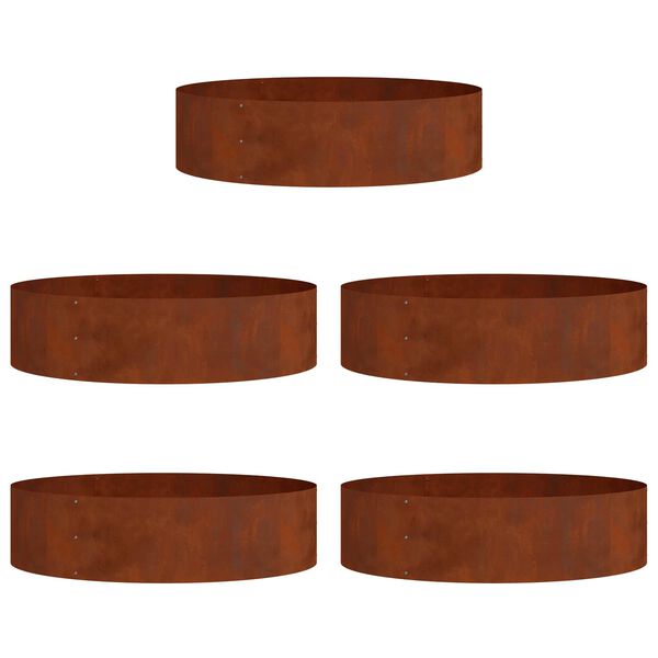 vidaXL Anneau de jardini&egrave;re 5 pcs Marron 80 x 80 x 20 cm Acier patin&eacute;