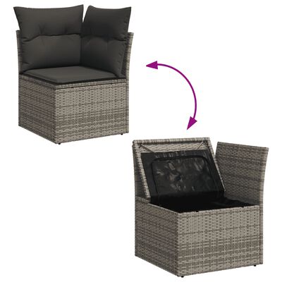 vidaXL Salon de jardin 4 pcs avec coussins gris résine tressée