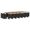 vidaXL Ensemble &agrave; manger de jardin 17 pcs coussins noir r&eacute;sine tress&eacute;e