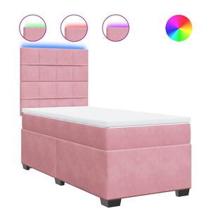 vidaXL Sommier &agrave; lattes de lit avec matelas Rose 100x200 cm Velours