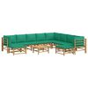 vidaXL Salon de jardin 11 pcs avec coussins vert bambou