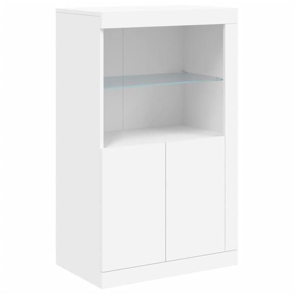 vidaXL Armoire lat&eacute;rale avec &eacute;clairage LED blanc bois d'ing&eacute;nierie