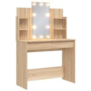 vidaXL Coiffeuse avec lumi&egrave;res LED ch&ecirc;ne sonoma 96x40x142 cm