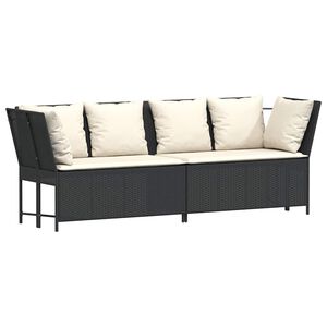 vidaXL Canap&eacute; de jardin avec coussins Noir R&eacute;sine tress&eacute;e