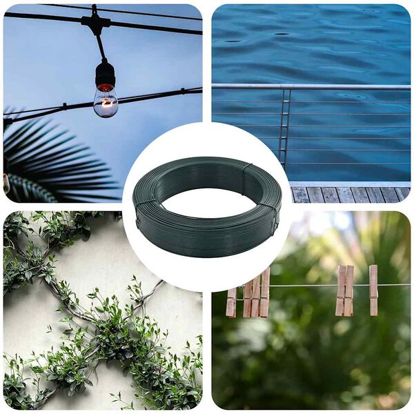 vidaXL Fil de liaison de cl&ocirc;ture 250 m 2,3/3,8 mm Acier Vert noir&acirc;tre