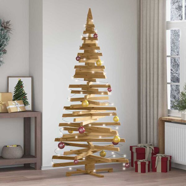 vidaXL Arbres de No&euml;l avec support Marron 210 cm Bois massif en pin