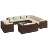 vidaXL Salon de jardin 12 pcs avec coussins Marron R&eacute;sine tress&eacute;e