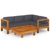 vidaXL Salon de jardin 5 pcs avec coussins gris fonc&eacute; Bois d'acacia