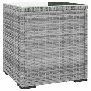 vidaXL Table d'appoint gris 40x37x40,5 cm poly rotin et verre tremp&eacute;