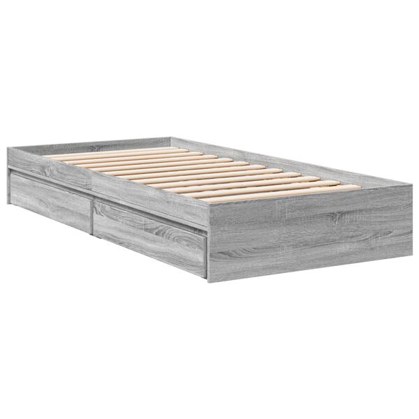 vidaXL Cadre de lit avec tiroirs sans matelas sonoma gris 90x200 cm