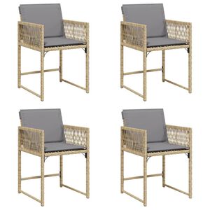 vidaXL Chaises de jardin avec coussins lot de 4 m&eacute;lange beige