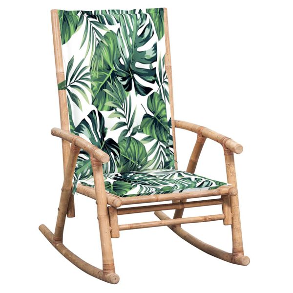 vidaXL Chaise &agrave; bascule avec coussin Bambou