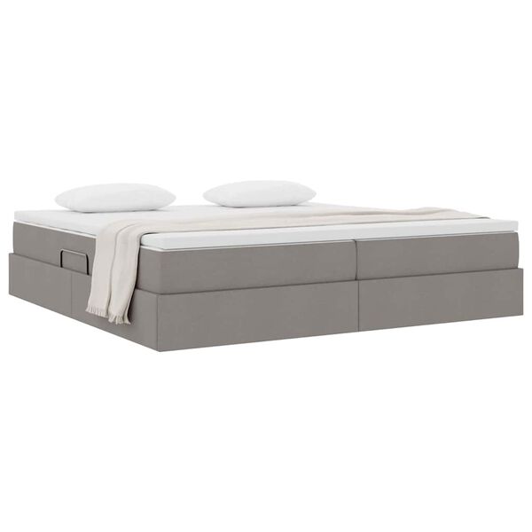 vidaXL Lit avec rangement et matelas Taupe 200 x 200 cm Polyester