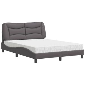 vidaXL Lit avec matelas Hvar gris 140x190 cm similicuir