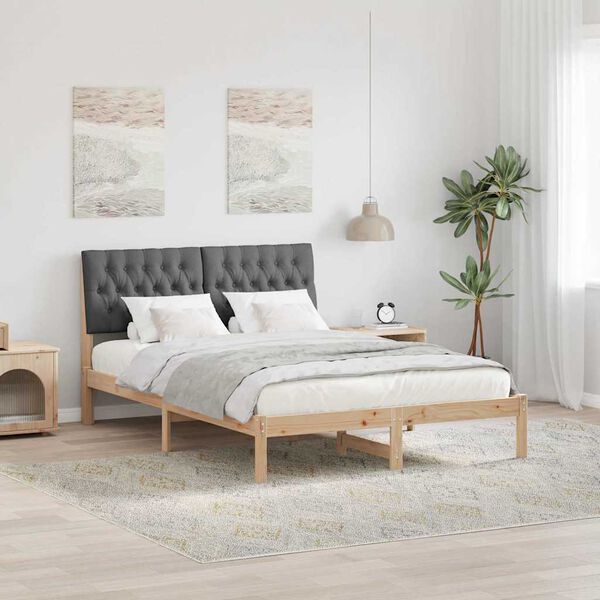 vidaXL Cadre de lit Gris fonc&eacute; 140 x 200 cm Pin massif
