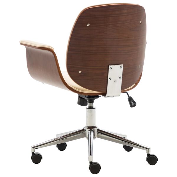 vidaXL Chaise de bureau Crème Bois courbé et similicuir