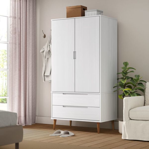 vidaXL Garde-robe MOLDE Blanc 90x55x175 cm Bois massif de pin