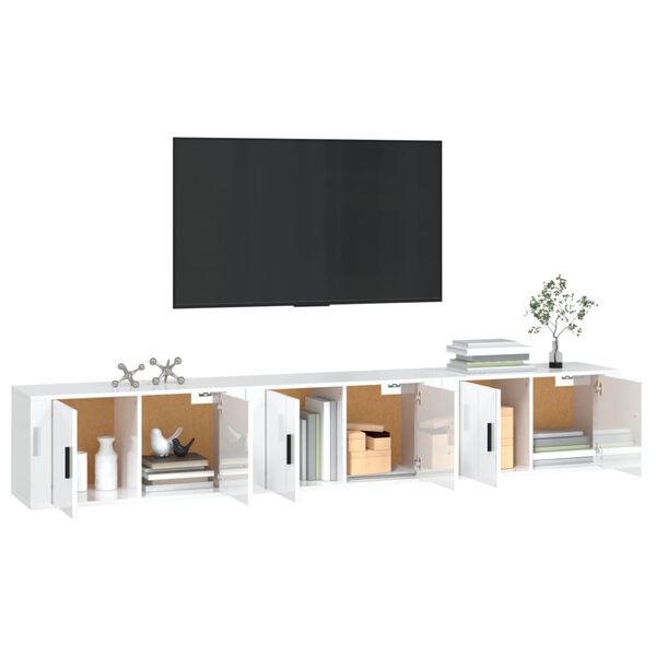 vidaXL Meubles TV muraux 3 pcs blanc brillant 80x34,5x40 cm