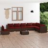 vidaXL Salon de jardin 9 pcs avec coussins résine tressée marron