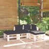 vidaXL Salon palette de jardin 4 pcs avec coussins bois de pin