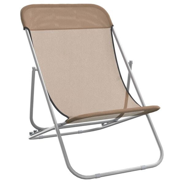 vidaXL Chaises plage pliantes lot de 2 textil&egrave;ne acier enduit poudre