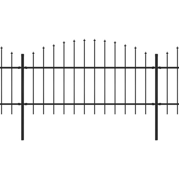 vidaXL Clôture de jardin à dessus en lance Acier (1-1,25)x13,6 m Noir