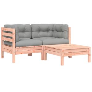 vidaXL Canap&eacute; de jardin avec coussins et repose-pied 2 places